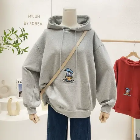 2022早春新款韩国东大门chic慵懒休闲百搭连帽卫衣宽松帽衫大码商品大图