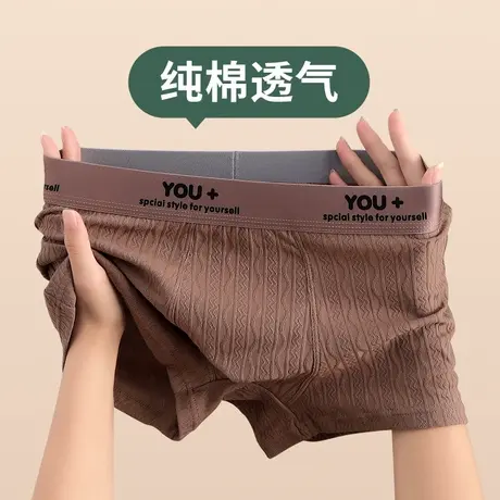 纯棉透气男士内裤2025新款简约提花肌理男生运动短裤大码平角裤商品大图