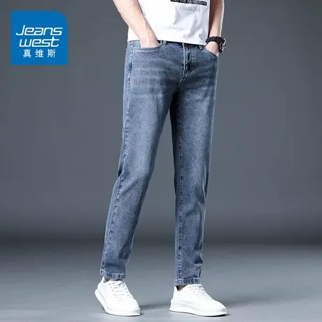 KZ真维斯修身小脚牛仔长裤男士春秋季2025年新款高端潮牌弹力裤子商品大图