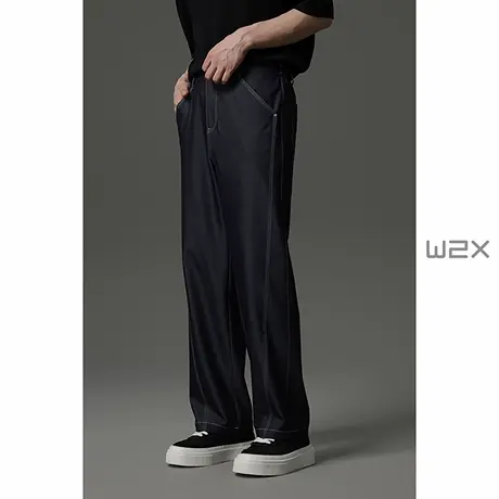 w2x2025夏季薄款辑明线直筒宽松休闲裤男设计感百搭长裤子牛仔裤商品大图