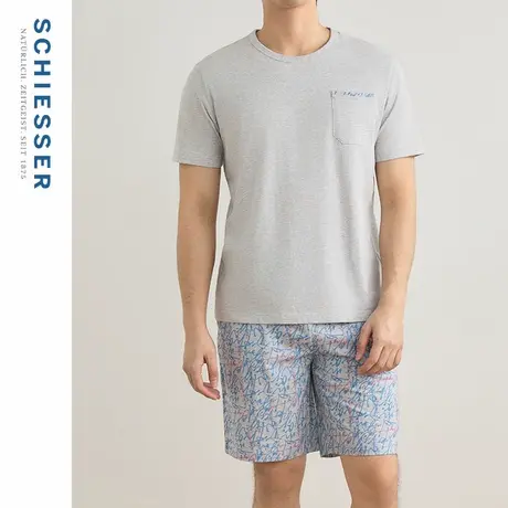 SCHIESSER舒雅男士纯棉软糯亲肤透气印花睡衣家居服套装22596H图片