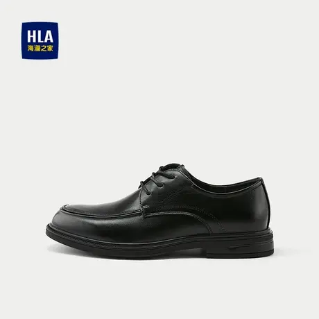 HLA/海澜之家圆头柔软正装皮鞋25新牛皮商务系带德比鞋舒适皮鞋男商品大图