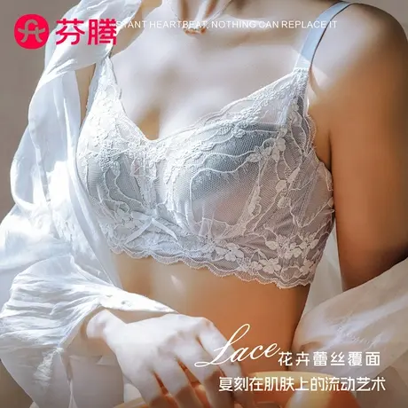 芬腾女夏小胸聚拢显大甜美法式蕾丝内衣防下垂收副乳文胸内裤套装图片