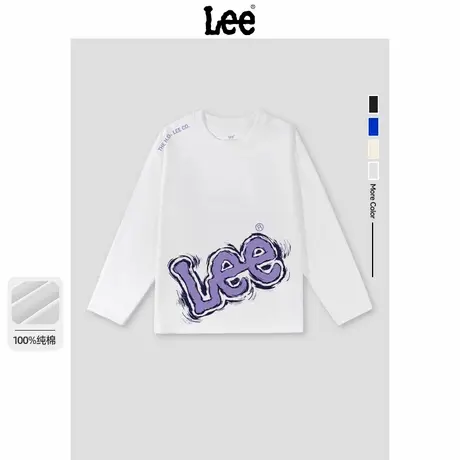 Lee童装儿童t恤长袖2025新款中大童秋季纯棉上衣男童宽松休闲体恤商品大图
