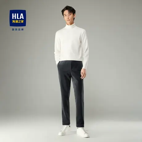 HLA/海澜之家金属丝刺绣休闲裤2023简约纯色平绒保暖裤子男商品大图