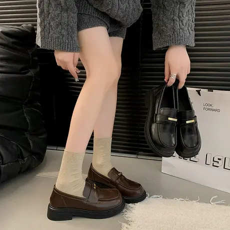 懒人一脚蹬乐福鞋女2025新款秋季时尚百搭配jk单鞋气质法式小皮鞋图片