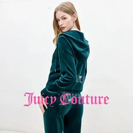 Juicy Couture橘滋外套女2025年秋季新款烫钻零压弹力丝绒上衣商品大图
