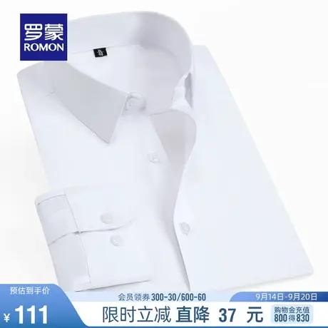 罗蒙男士中青年翻领长袖衬衫2023春季新款商务休闲职业工装衬衣男图片