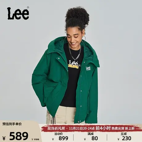 Lee舒适版绿色多口袋户外夹棉外套女棉服LWT0073053QE图片