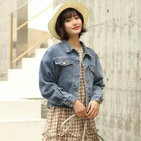新款百搭牛仔外套女装宽松春秋韩版潮学生原宿BF上衣9919图片