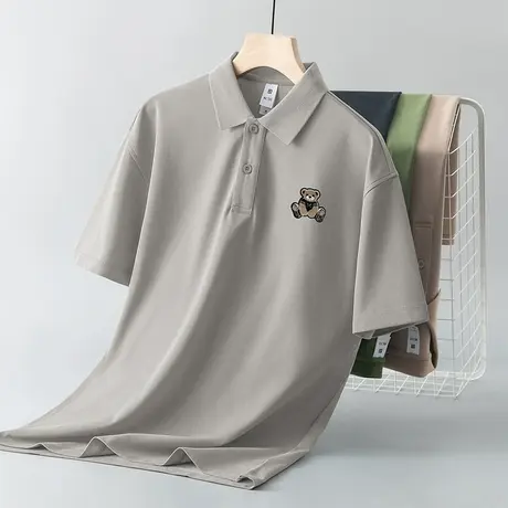 短袖t恤男装2024新款翻领polo衫冰丝凉感半袖小熊保罗有领上衣服商品大图