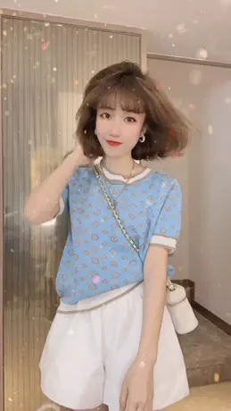 欧货烫钻设计潮牌针织短袖T恤女2023夏季新款高级感减龄上衣半袖商品大图