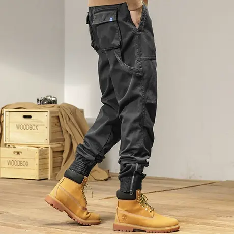 2022冬季款裤子加绒加厚潮牌痞帅宽松保暖小脚裤男工装休闲裤男士商品大图