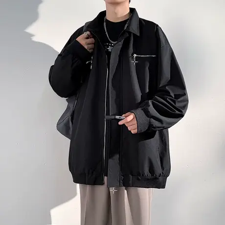 日系潮牌夹克外套男士春秋季2023新款潮牌宽松翻领痞帅休闲上衣服商品大图