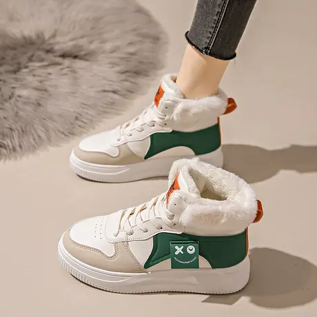 高帮棉鞋女冬季加绒学生板鞋大码41一43运动鞋2023新款百搭老爹鞋商品大图