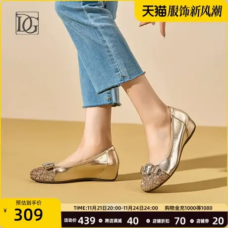 【头层牛皮】真皮单鞋女春季2025新款坡跟女鞋内增高舒适妈妈鞋子图片