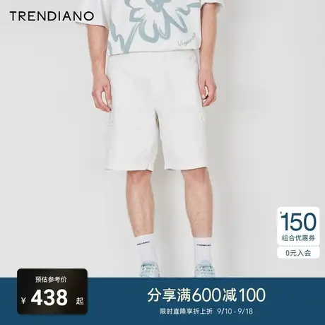 TRENDIANO官方2023新款夏季纯棉直筒休闲裤宽松五分工装短裤商品大图