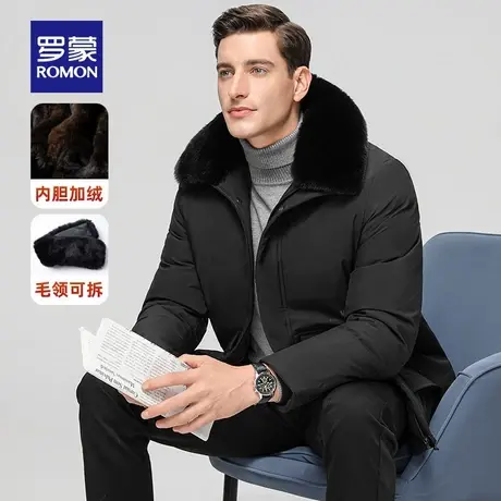 【king哥直播间】罗蒙男士中长款棉衣2023冬季新款加绒保暖爸爸装图片