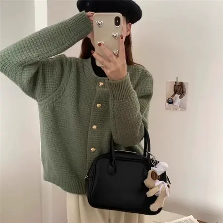 开衫毛衣女款2023新款秋冬内搭外穿美拉德穿搭菱格冬季针织上衣女图片