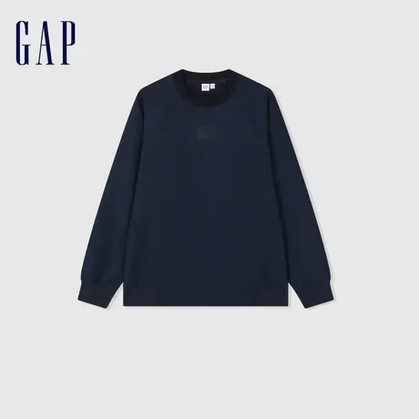 Gap男女装春季2024新款棉混纺圆领卫衣插肩袖套头情侣上衣889276图片