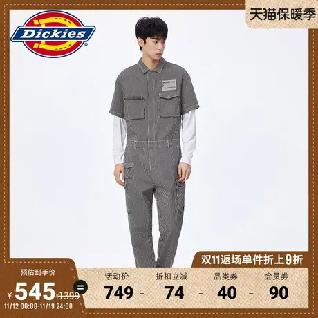 Dickies商场同款 秋冬硅胶图案徽章 休闲工装风条纹连体裤商品大图