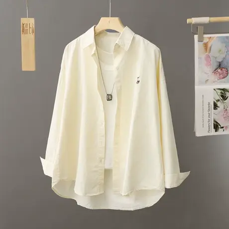 2024年新款法式衬衣宽松设计感小众长袖上衣奶杏色衬衫外套女春秋商品大图