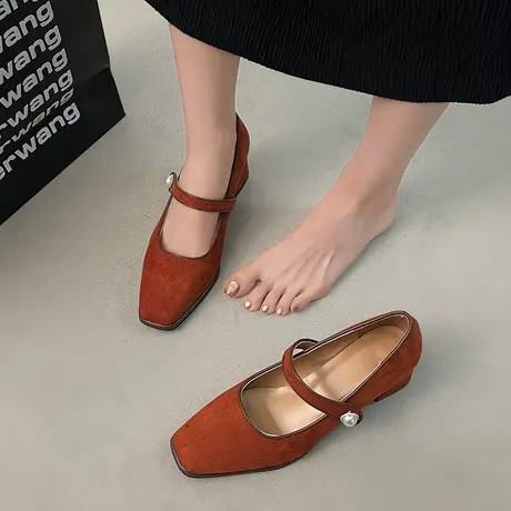 法式复古小香风粗高跟皮扣带单鞋女2024年春新款百搭休闲玛丽珍鞋图片