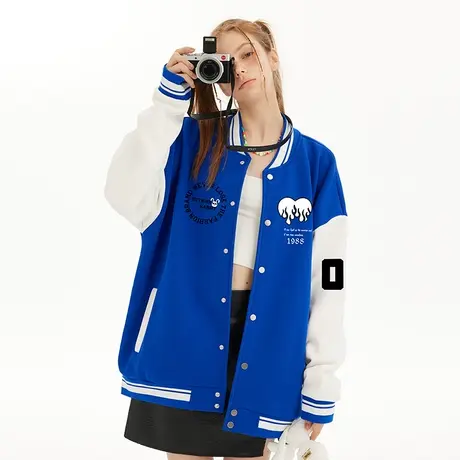 Nuthink美式小众棒球服男克莱因蓝大码夹克情侣装加厚外套秋冬季商品大图