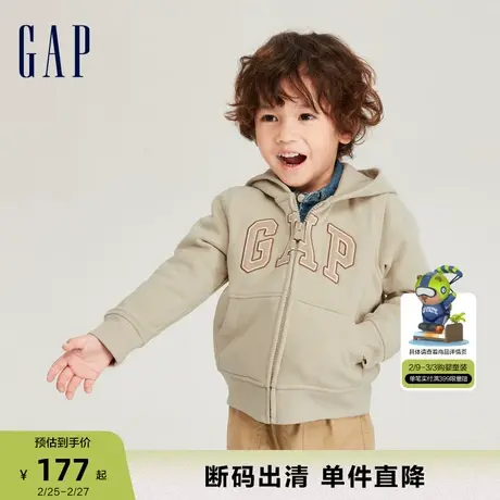 【断码优惠】Gap男幼童秋冬LOGO碳素软磨抓绒卫衣连帽衫819511商品大图