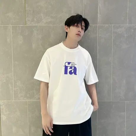 潮牌T恤男夏季潮流韩版休闲简约字母男装t恤短袖ins宽松半袖上衣商品大图