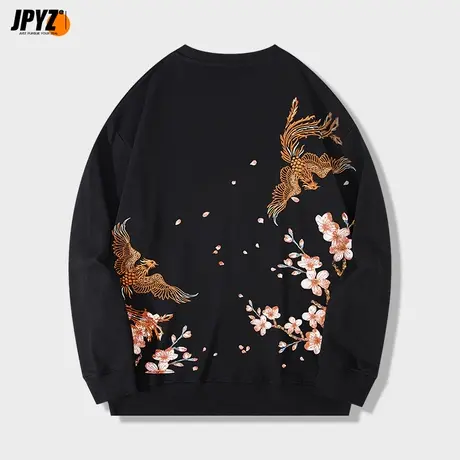 原创国潮凤凰刺绣印花圆领卫衣男女秋季中国风情侣百搭长袖上衣服商品大图