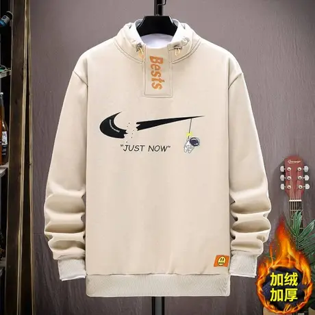 青少年秋冬季加绒卫衣男孩衣服初中高中学生长袖t恤帅气大童冬装商品大图