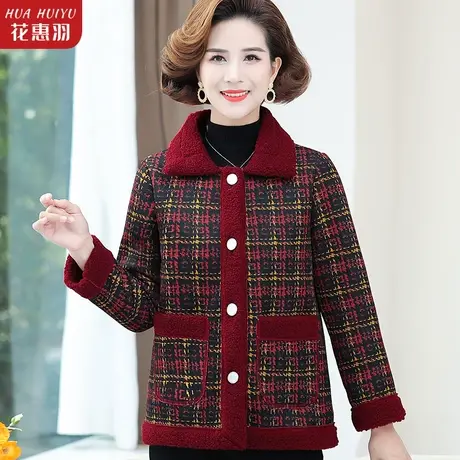 妈妈外套女秋冬2021新款40一50岁60中老年女装冬装短款时尚小棉衣商品大图