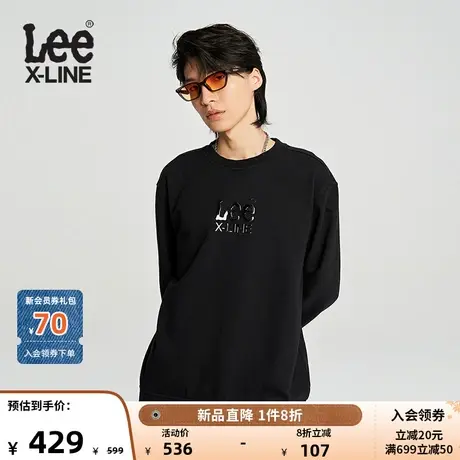 【预售】LeeXLINE23秋冬新品舒适版字母印花男抓绒长袖卫衣潮流图片