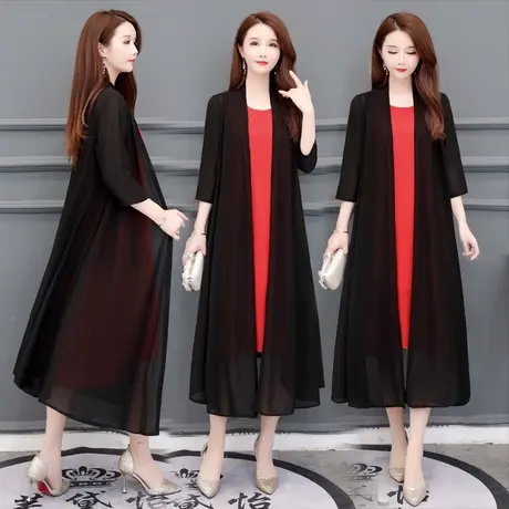 沙滩防晒衣女中长款披肩夏季很仙的洋气百搭雪纺外搭开衫薄款外套图片