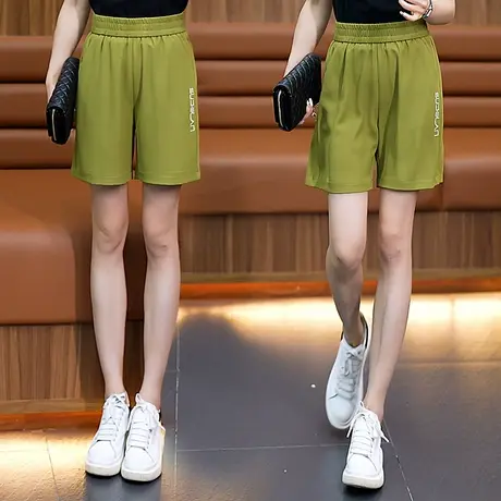 运动休闲五分裤女薄款2023夏季新款宽松四分直筒裤垂感松紧腰阔腿商品大图