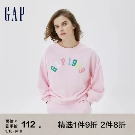 Gap女装秋季新款樱花粉LOGO廓形法式圈织软卫衣591093运动上衣图片