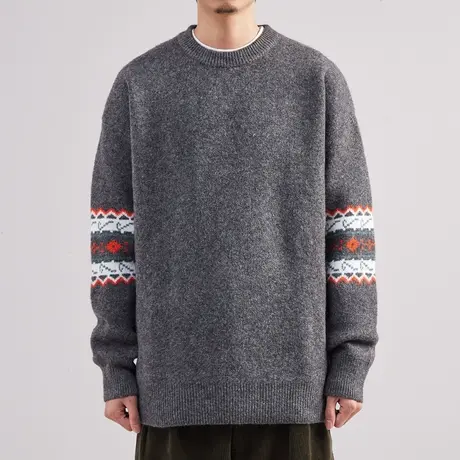 双11限量特价高级感加厚毛衣男2022秋冬季新款潮流毛衫圆领针织衫图片