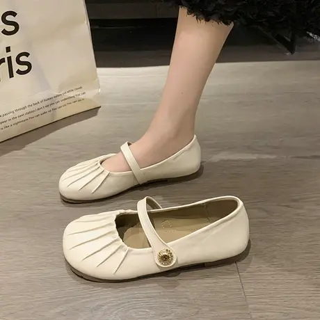 豆豆鞋女夏季2023年新款轻便防滑平底孕妇鞋夏日复古一脚蹬奶奶鞋图片