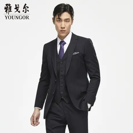 雅戈尔奥莱 男装西装秋季纯羊毛商务休闲黑色婚庆西服外套图片