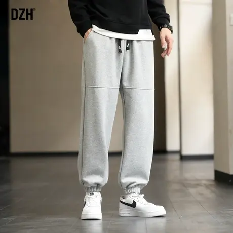 男士休闲灰色纯棉卫裤男ins潮牌港风篮球运动裤宽松束脚裤针织裤商品大图