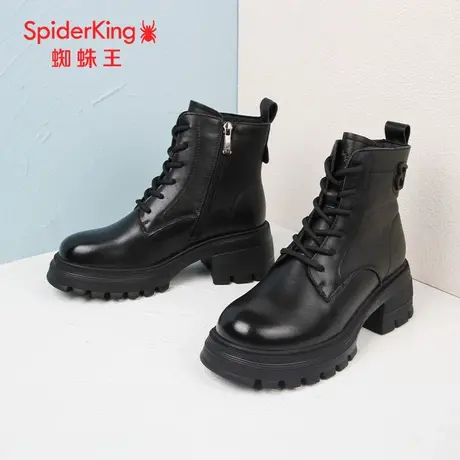 SPIDER KING/蜘蛛王马丁靴女真皮2023冬商场新款中筒薄绒保暖厚底图片