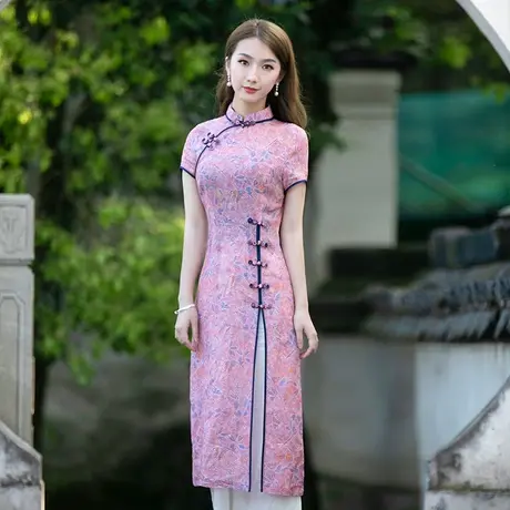 筠雅改良旗袍上衣夏唐装夏季薄款女中国风时尚收腰显瘦苎麻连衣裙商品大图