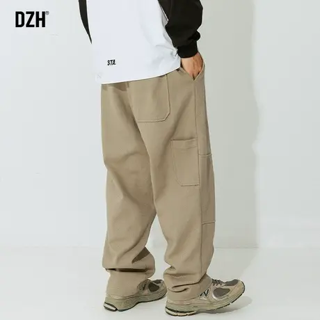 男士卡其色工装裤子男款休闲裤潮牌男春秋款阔腿裤直筒裤日系长裤商品大图