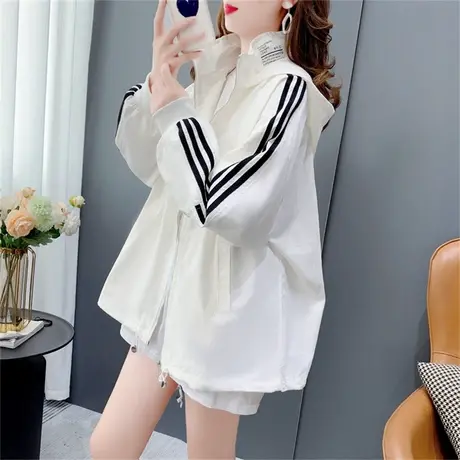 设计感短款连帽外套女早秋2022年新款韩版宽松洋气百搭夹克上衣潮商品大图