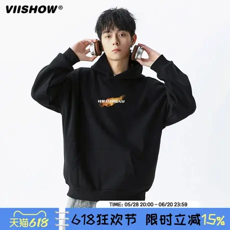 VIISHOW高街休闲宽松卫衣春季运动潮牌男士上衣印花帽衫外套男女图片