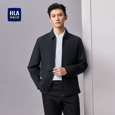 【行政夹克】HLA/海澜之家商务翻领25春夏新通勤牛奶丝干部外套男商品大图