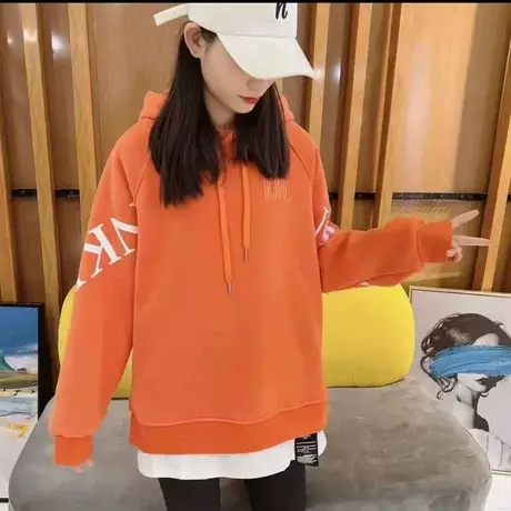 外套连帽卫衣女士2023年新款春秋冬季加绒加厚中长假两件上衣女装商品大图