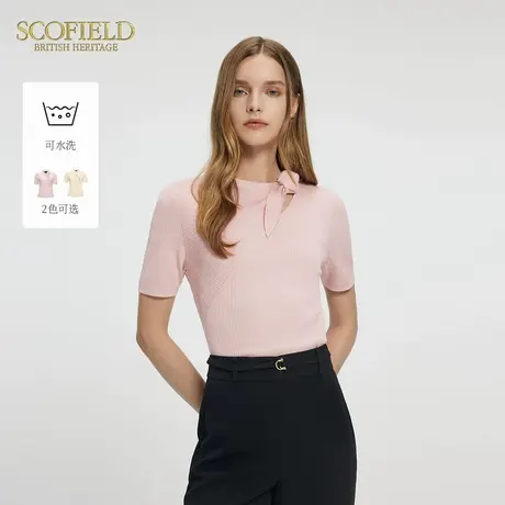 【大乐gogo严选】【可水洗】Scofield设计感针织衫领口系带肌理感商品大图