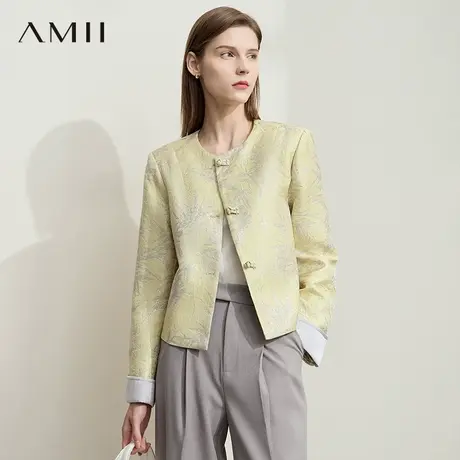 AMII【新中式】25秋复古新中式小香风外套盘扣优雅古典短款外套女图片